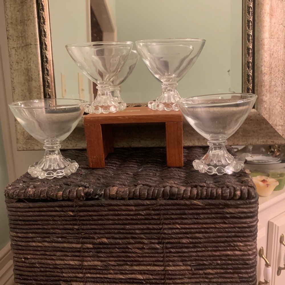 Set of Four Candlewick-Style Compote Dessert Dishes
